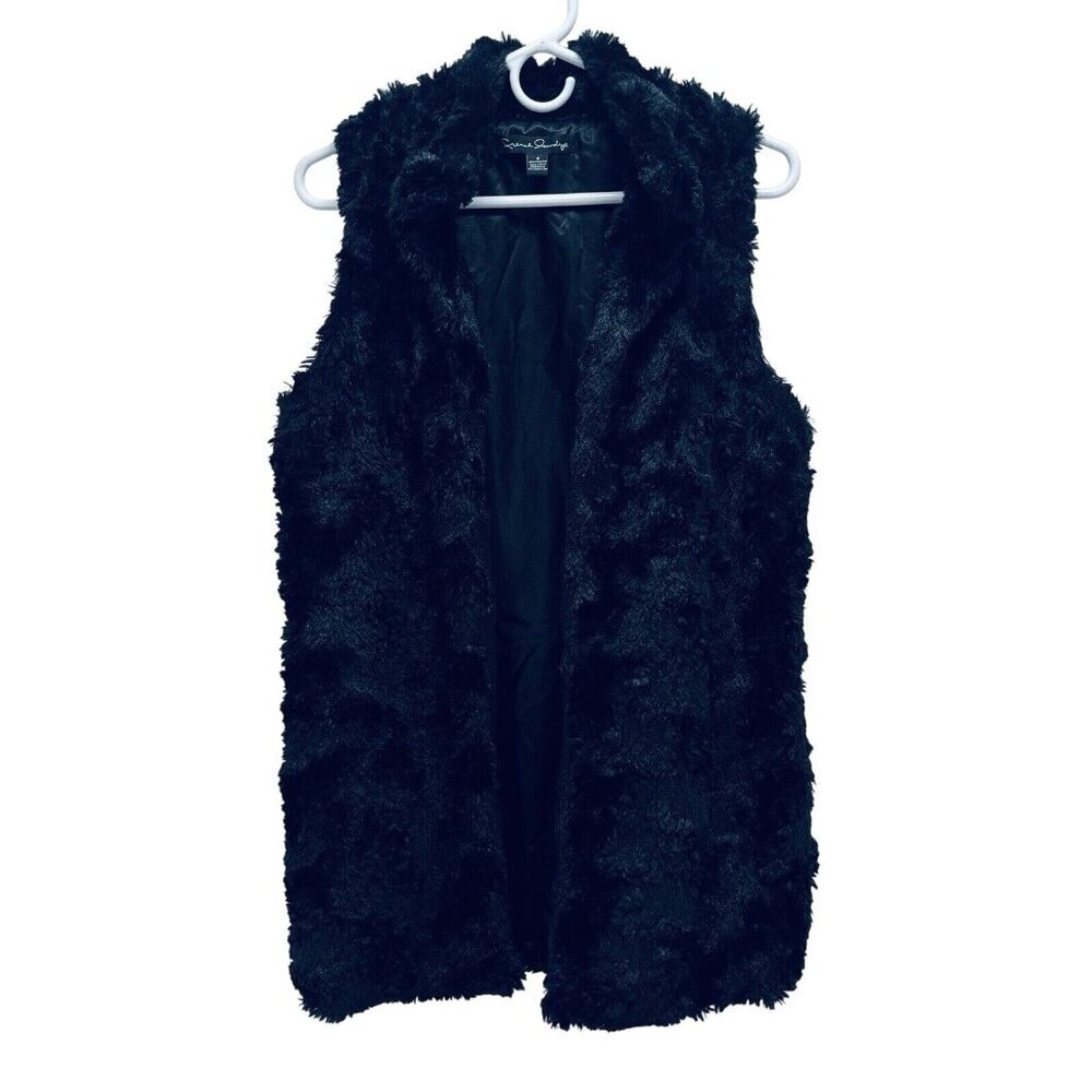 French Laundry Faux Fur Lined Vest Jacket-Coat Size S Women’s Black Sleeveless - Picture 2 of 9